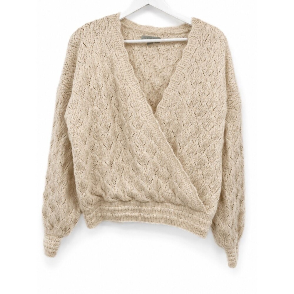 Ryegrass Cream Fuzzy Wrap V Neckline Sweater Size 1X Coquette